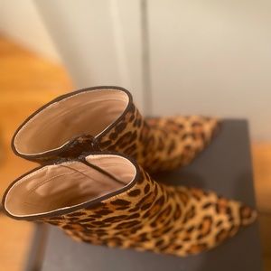Calf hair leopard print booties